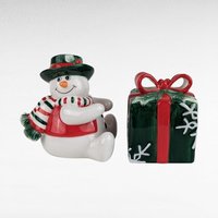 Vintage Christmas Decor Lot, Fitz and Floyd Nutcracker Platter, Musical Santa, Snowman Salt & Pepper