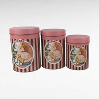 Vintage House of Lloyd Christmas Nesting Tins, Dog & Girl Design,