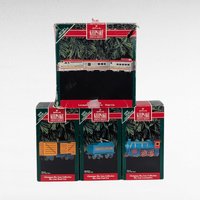 Vintage Hallmark Train Ornaments - Christmas Skyline Collection & Silver Star - 1992 Keepsake Ornaments with Boxes