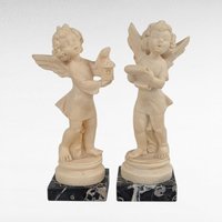 Vintage Religious Decor Lot - Praying Girl Vase & A. Santini Angel Figurines