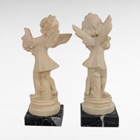 Vintage Religious Decor Lot - Praying Girl Vase & A. Santini Angel Figurines