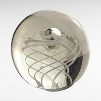 Vintage Glass Swirl Paperweight, Clear Glass Paperweight with White Swirl Design, Desk Accessory