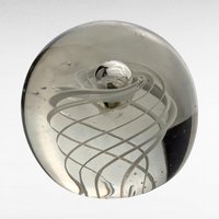 Vintage Glass Swirl Paperweight, Clear Glass Paperweight with White Swirl Design, Desk Accessory