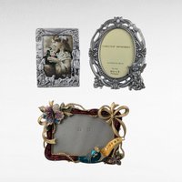 Vintage Photo Frames, Set of 3, Metal Picture Frames, Cherub Frame, High Heel Shoe Frame, Horseback Frame, Eclectic Decor, Home Decor