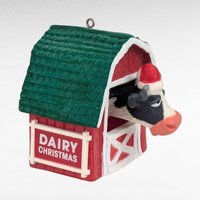 Vintage Enesco Farm Animal Ornaments, Bobblehead Cow and Sheep, Christmas Ornaments, Dairy Christmas, Fleece Navidad, Gift for Collector