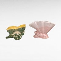 Vintage Ceramic Planters, Shawnee Wheelbarrow Planter, Pink Shell Planter, Mid Century Modern, Succulent Planters, Indoor Garden