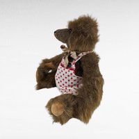 Vintage Brown Plush Teddy Bear, Polka Dot Outfit, Movable Limbs, 11" Tall, Collectible Teddy Bear, Children's Toy, Nursery Decor