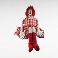Handmade Rag Doll, 39" Rag Doll, Red Checkered Dress,  Collectible Doll,  Vintage Doll,  Large Rag Doll