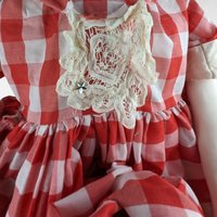 Handmade Rag Doll, 39" Rag Doll, Red Checkered Dress,  Collectible Doll,  Vintage Doll,  Large Rag Doll