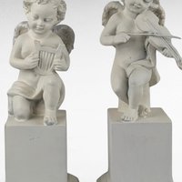 Vintage White Cherub Figurines, Musical Cherub Statues, Resin Cherub Decor, Angel Decor, Home Decor, Gift for Angel Lovers