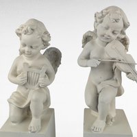Vintage White Cherub Figurines, Musical Cherub Statues, Resin Cherub Decor, Angel Decor, Home Decor, Gift for Angel Lovers