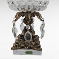 Vintage Crystal and Marble Candy Dish, Covered Candy Bowl, Italian Marble Base, Crystal Candy Jar, Elegant Home Decor, Gift for Hostess