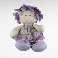 Vintage Handmade 19" Doll | Purple Floral Dress | Collectible Doll | Gift for Doll Lovers