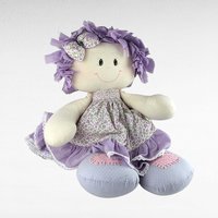 Vintage Handmade 19" Doll | Purple Floral Dress | Collectible Doll | Gift for Doll Lovers