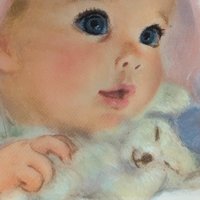 Vintage 1960s Northern Tissue Baby Framed Print | Baby with Pink Blanket | Nursery Decor | Retro Wall Art