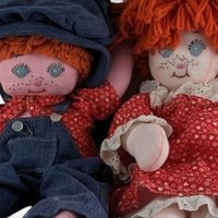 Handmade Raggedy Plush Doll Pair - Vintage 18" Dolls - Unique Gift for Collectors