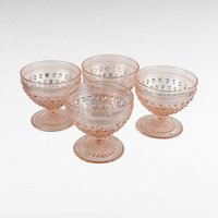 Vintage Anchor Hocking Pink Hobnail Sherbet Glasses, Set of 4, Dessert Glasses, Ice Cream Dishes, Retro Kitchenware