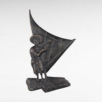Vintage Carved Wood Sailor on Sailboat Wall Hanging, Nautical Decor, Gift for Him, Boating Enthusiast, Man Cave Art, 18 Inch