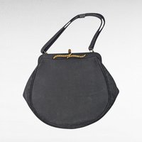 Vintage Black Evening Bag, Gold Tone Clasp, Classic Formal Handbag, Gift for Her