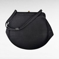 Vintage Black Evening Bag, Gold Tone Clasp, Classic Formal Handbag, Gift for Her