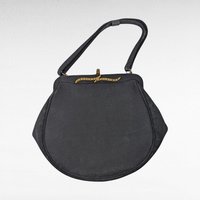 Vintage Black Evening Bag, Gold Tone Clasp, Classic Formal Handbag, Gift for Her