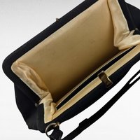 Vintage Black Evening Bag, Gold Tone Clasp, Classic Formal Handbag, Gift for Her