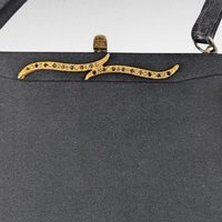 Vintage Black Evening Bag, Gold Tone Clasp, Classic Formal Handbag, Gift for Her