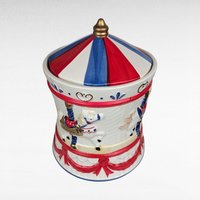 Vintage AMC Carousel Musical Cookie Jar | Ceramic | Plays "It's a Small World"