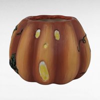 Vintage Kathy Hatch Ceramic Pumpkin Candle Holder, 2002 Halloween Decor, Fall Decor, Gift for Hostess