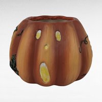 Vintage Kathy Hatch Ceramic Pumpkin Candle Holder, 2002 Halloween Decor, Fall Decor, Gift for Hostess
