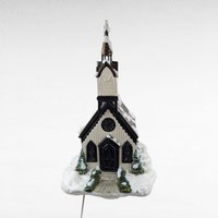 Vintage Byron Mold Lighted Musical Church, Ceramic Christmas Village Decoration, Holiday Decor, Gift for Collector