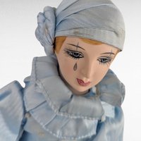 Vintage Pierrot Clown Doll, Blue Ceramic Doll, 19 1/4 Inches, Collectible Clown Doll, Gift For Collector, Vintage Home Decor