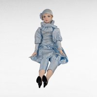 Vintage Pierrot Clown Doll, Blue Ceramic Doll, 19 1/4 Inches, Collectible Clown Doll, Gift For Collector, Vintage Home Decor