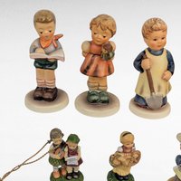 Vintage Hummel Figurine Set, 8 Piece Collection, Miniatures, "We Congratulate" Tin, Gift for Collector, Hummel Lovers