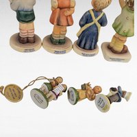 Vintage Hummel Figurine Set, 8 Piece Collection, Miniatures, "We Congratulate" Tin, Gift for Collector, Hummel Lovers