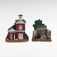 Vintage Liberty Falls Village Figurines, 7 Piece Set, Barber Shop, Firehouse, Shops, Courthouse, Collectible Miniatures, Gift for Collector