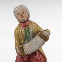 Vintage Accordion Playing Clown Figurine, Ceramic Musical Instrument Clown, Collectible Figurine, 6.5"