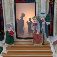 1998 Mr. Christmas Village Square Lighted Silhouette Church, Vintage Ceramic Christmas Decoration, Holiday Decor, Gift for Collector
