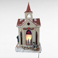 1998 Mr. Christmas Village Square Lighted Silhouette Church, Vintage Ceramic Christmas Decoration, Holiday Decor, Gift for Collector