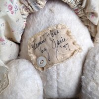 Handmade 1997 Signed Teddy Bear - 10 Inch Girl Bear in Dress - Collectible Teddy Bear - Vintage Teddy Bear Gift