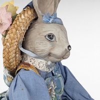 Vintage Mother Rabbit with Baby Bunnies Figurine | Ceramic and Cloth Rabbit Family | Easter Decor | Spring Decor | Nursery Decor