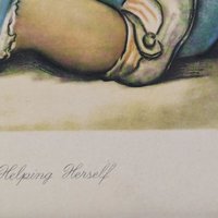 Vintage Herbert Dubler "Helping Herself" Framed Print | Girl with Cookie Jar Art | Children's Room Decor | Wall Decor | Retro Art