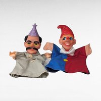 Pair of Vintage Rubber Head Hand Puppets | Wizard & Clown Puppets | Kids Toys | Collectible Puppets | Pretend Play