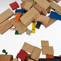 Vintage 1971 Playskool Village Wood Block Set | 91 Piece Set | Classic Wooden Blocks | Educational Toy | Collectible Playskool