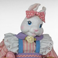 Vintage Midwest Easter Bunny Figure with Basket, Pink Dress, Easter Decor, Spring Decor, Easter Gift