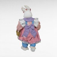 Vintage Midwest Easter Bunny Figure with Basket, Pink Dress, Easter Decor, Spring Decor, Easter Gift