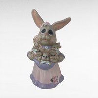 Vintage Pair of Ceramic Mother Rabbit with Babies Easter Figures | Easter Decor | Spring Decor |  Bunny Figurines | Collectible Figurines