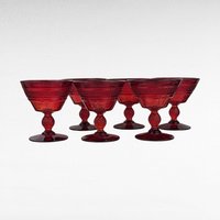Set of 6 Vintage Viking Glass Mt. Vernon Pineapple Stem Ruby Red Sherbet Glasses | Elegant Glassware | Dessert Glasses | Collectible Glass