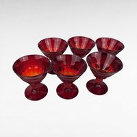 Set of 6 Vintage Viking Glass Mt. Vernon Pineapple Stem Ruby Red Sherbet Glasses | Elegant Glassware | Dessert Glasses | Collectible Glass