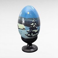 Vintage Hand-Painted Wooden Easter Eggs, Russian Folk Art Decor, Farmhouse, Church Scene, Gift for Collector